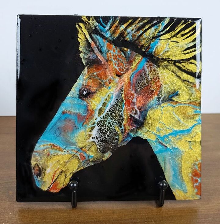 Black Fresian Horse Painting Portrait